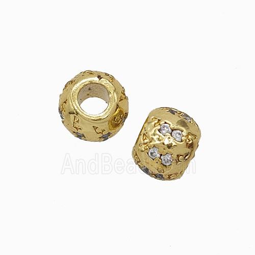 Copper Bead Pave Zircon, Gold Plated