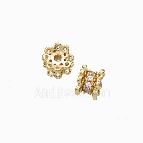 Copper Bead Pave Zircon, Gold Plated
