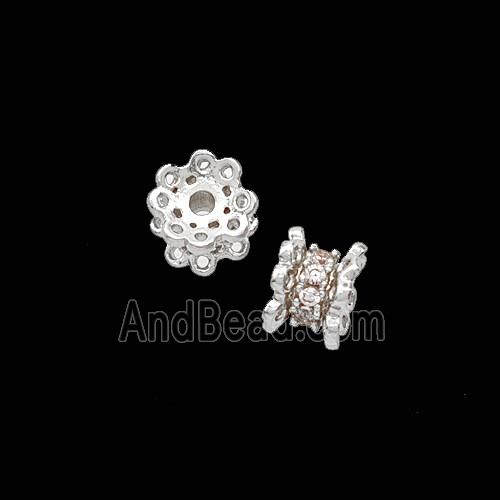 Copper Bead Pave Zircon, Gold Plated