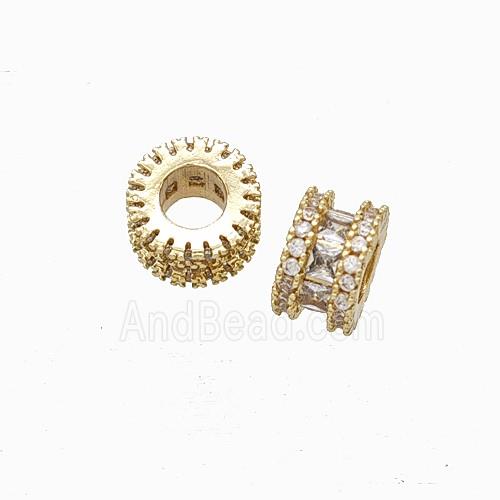 Copper Bead Pave Zircon, Gold Plated