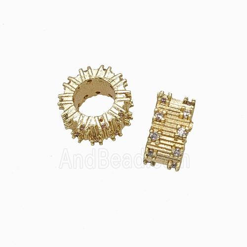 Copper Bead Pave Zircon, Gold Plated