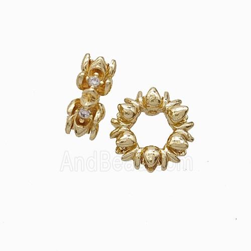 Copper Bead Pave Zircon, Gold Plated
