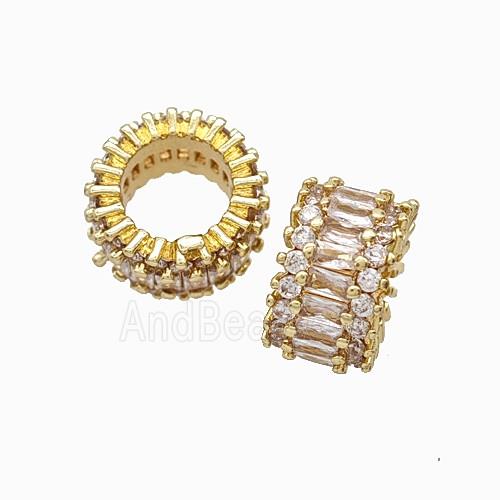 Copper Bead Pave Zircon, Gold Plated