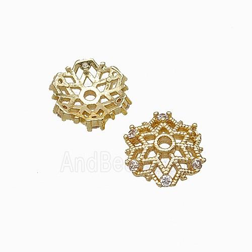 Copper Bead Pave Zircon, Gold Plated