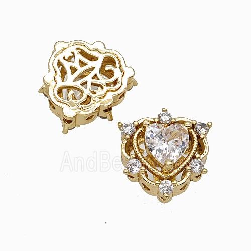 Copper Bead Pave Zircon, Gold Plated