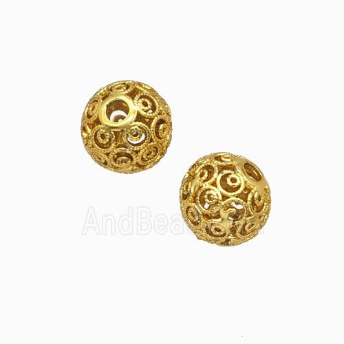 Copper Bead Pave Zircon, Gold Plated