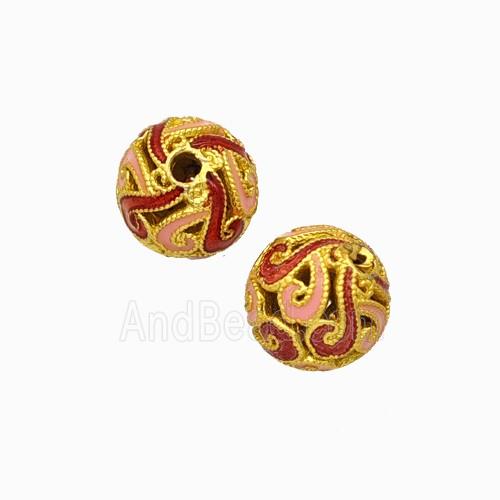 Copper Bead Pave Zircon, Gold Plated