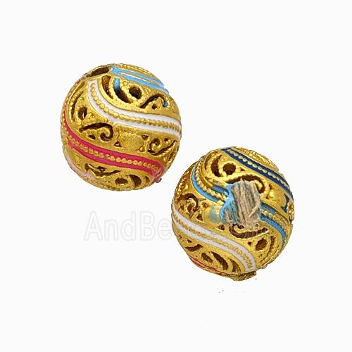 Copper Bead Pave Zircon, Gold Plated
