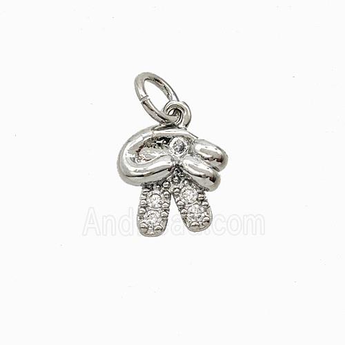 Hand Sign For Victory Copper Pendant Pave Zirconia Platinum Plated