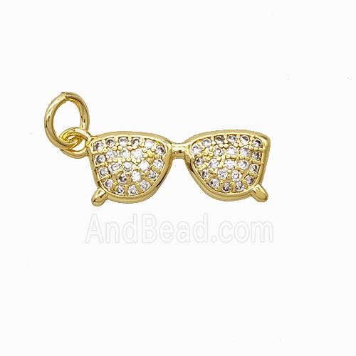 Copper Glasses Pendant Pave Zirconia Gold Plated