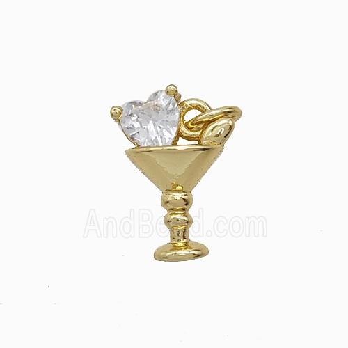 Copper Winecup Pendant Pave Crystal Glass Gold Plated