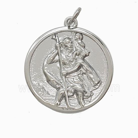 Copper Jesus Pendant Platinum Plated