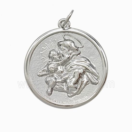 Copper Jesus Pendant Platinum Plated