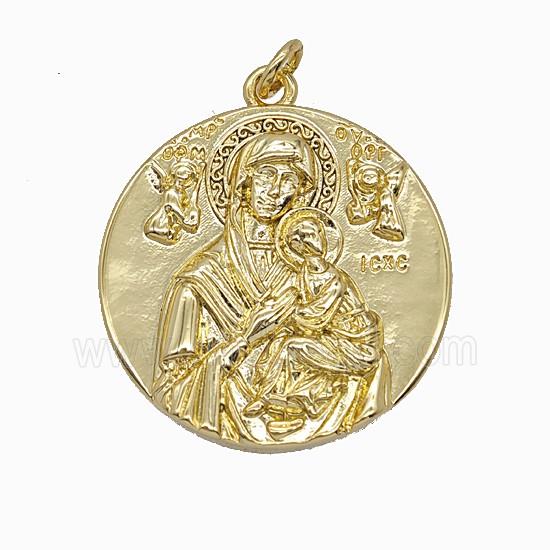 Copper Virgin Mary Pendant Gold Plated