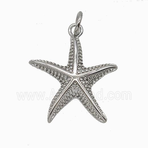 Copper Starfish Pendant Platinum Plated