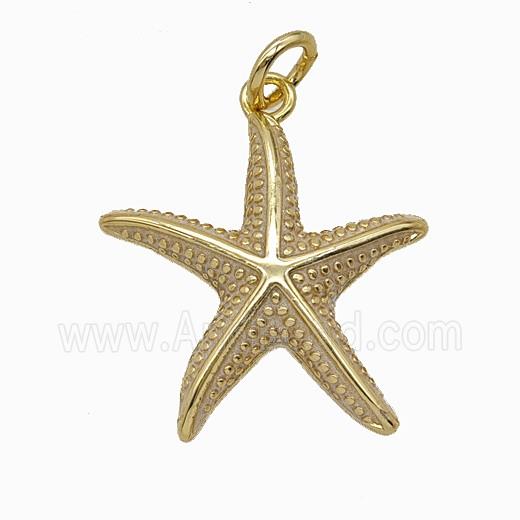 Copper Starfish Pendant Lt.pink Painted Gold Plated