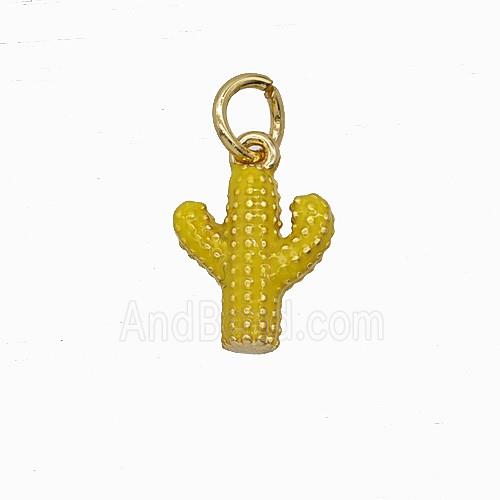 Copper Cactus Pendant Yellow Painted Gold Plated
