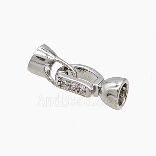 Copper Cordend Clasp Pave Zirconia Platinum Plated