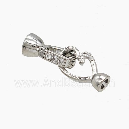 Copper Cordend Clasp Pave Zirconia Platinum Plated