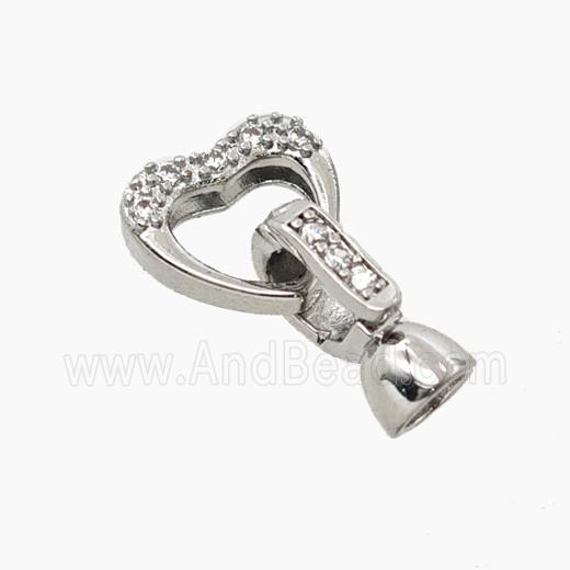 Copper Cordend Clasp Pave Zirconia Platinum Plated