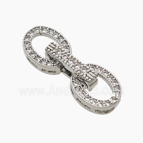 Copper Clasp Pave Zirconia Platinum Plated