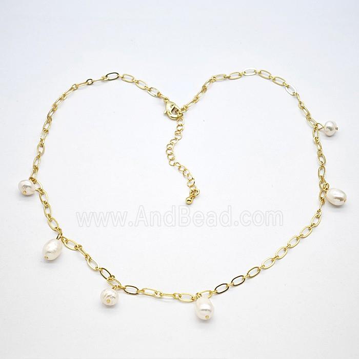 Copper Necklace With Pearl Gold Plated