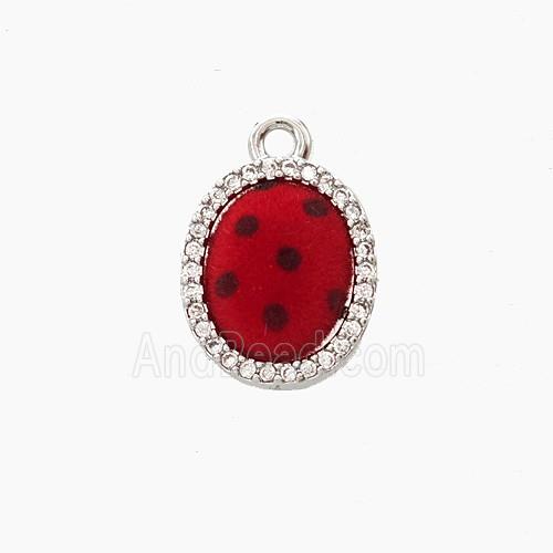 Copper Oval Pendant Pave Zirconia Resin Platinum Plated
