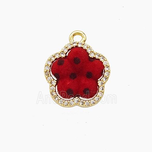 Copper Flower Pendant Pave Zirconia Resin Gold Plated