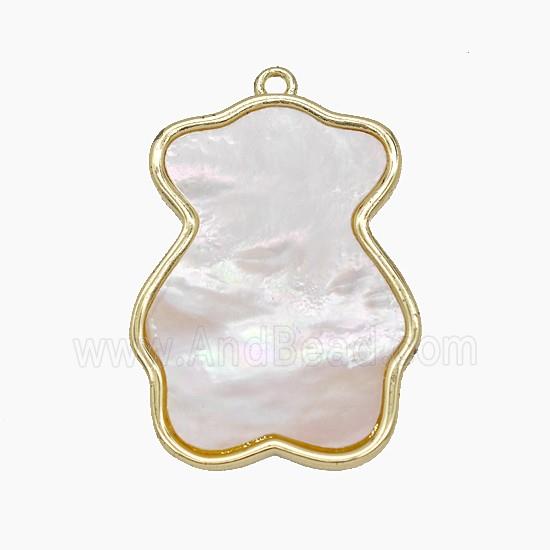 Copper Bear Pendant Pave Shell Gold Plated
