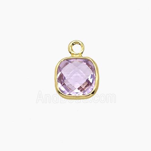 Lt.purple Crystal Glass Square Pendant