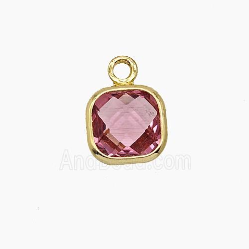 Red Crystal Glass Square Pendant