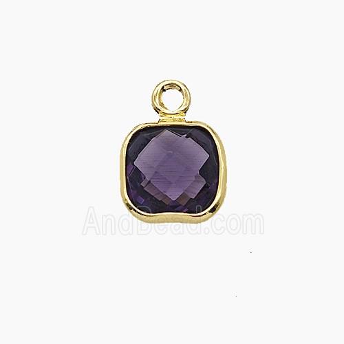 Purple Crystal Glass Square Pendant