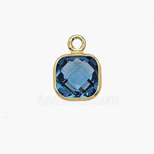 Blue Crystal Glass Square Pendant