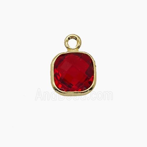 Red Crystal Glass Square Pendant