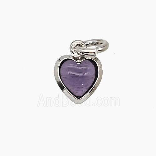 Purple Catseye Glass Heart Pendant