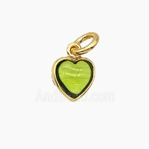 Olive Catseye Glass Heart Pendant