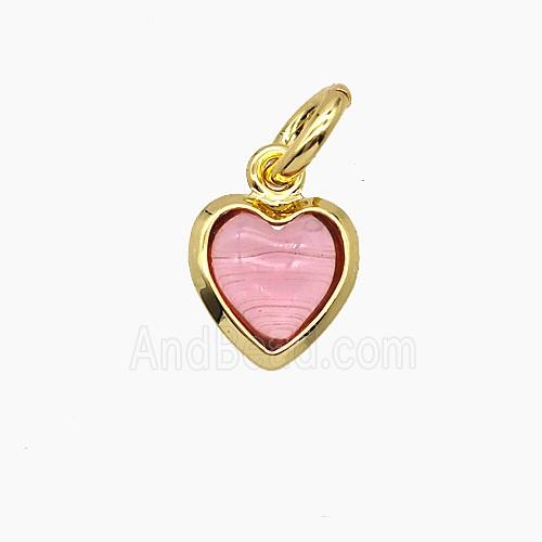 Pink Catseye Glass Heart Pendant