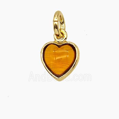 Orange Catseye Glass Heart Pendant