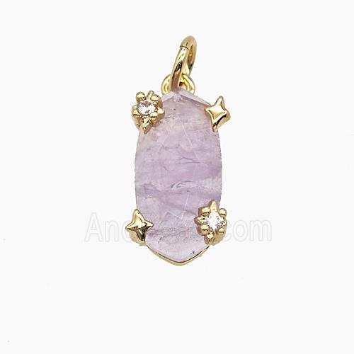 Purple Amethyst Oval Pendant Copper Gold Plated