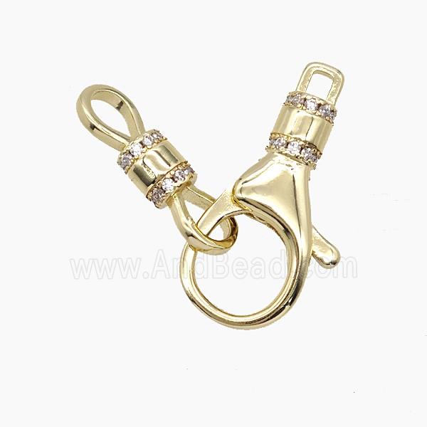 Copper Lobster Clasp Pave Zirconia Gold Plated