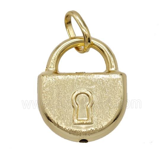 Copper Lock Pendant Brushed Gold Plated