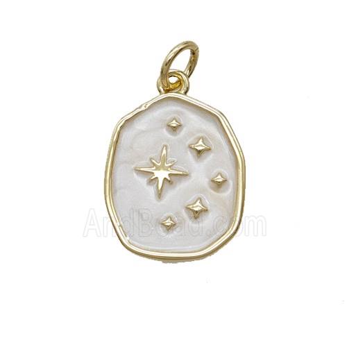 Copper Star Pendant White Enamel Gold Plated