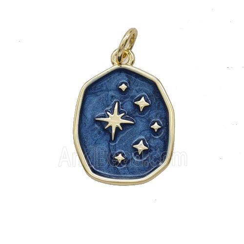 Copper Star Pendant Blue Enamel Gold Plated
