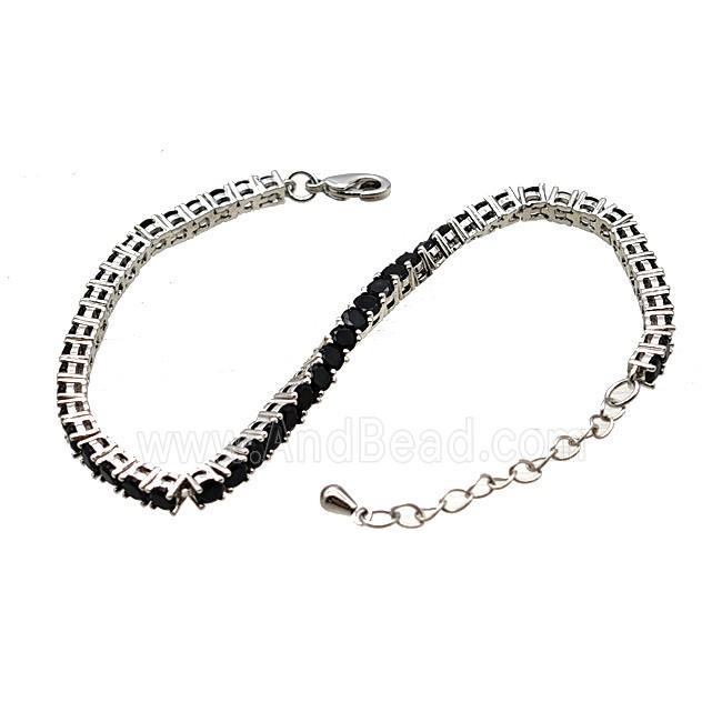 Copper Bracelet Pave Crystal Glass Platinum Plated