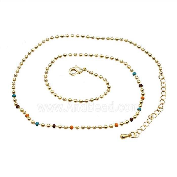 Copper Ball Necklace Chain Gold Plated