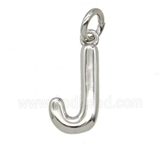 Copper Letter-j Pendant Platinum Plated