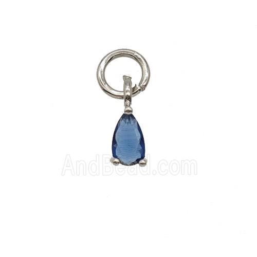 Blue Crystal Glass Teardrop Pendant