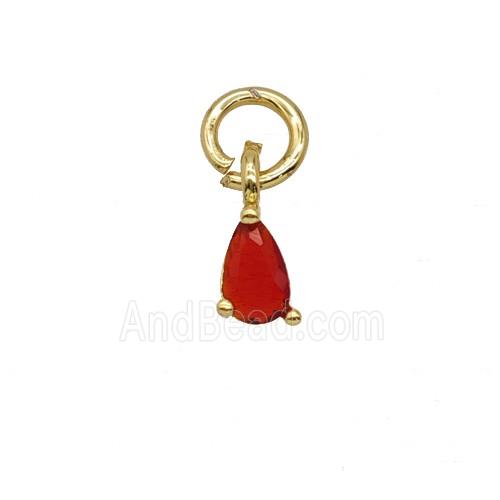 Red Crystal Glass Teardrop Pendant