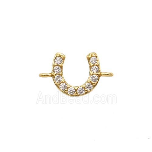 Copper Horse-Shoe Connector Pave Zirconia Gold Plated