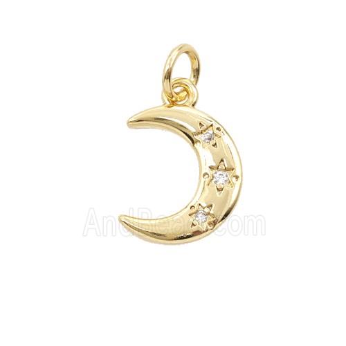 Copper Moon Pendant Pave Zirconia Gold Plated